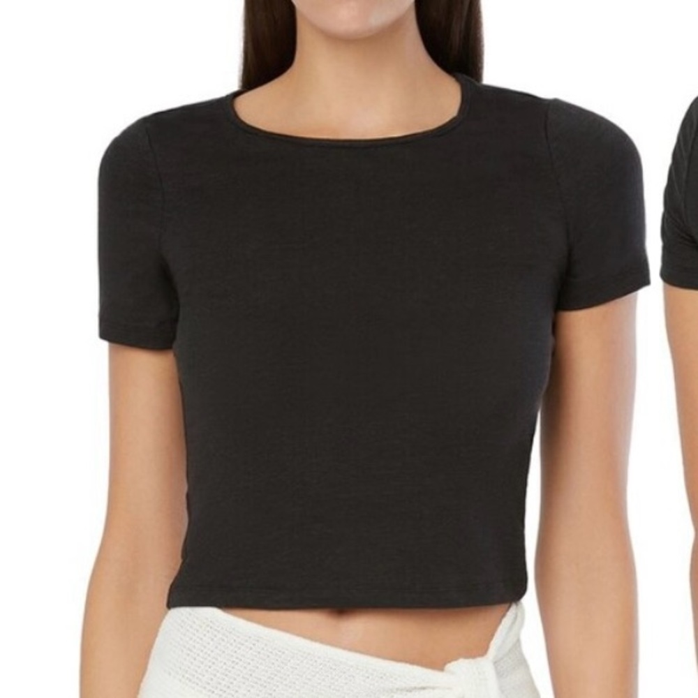 Onia Black Linen Jersey Baby Tee